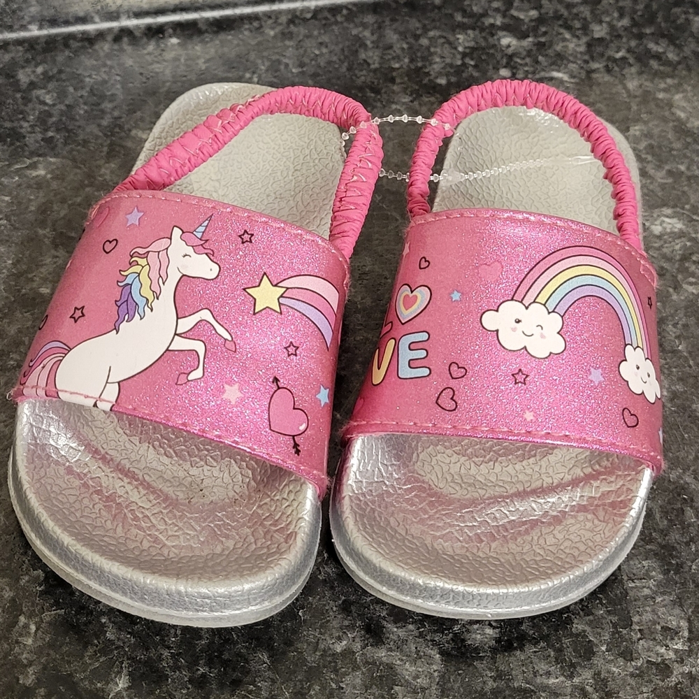 Unicorn rainbow slide sandals girl 5/6